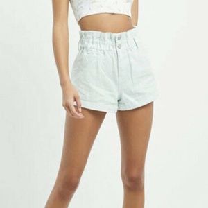 PacSun Mint Green High Waist Rolled Cuff Mom Shorts